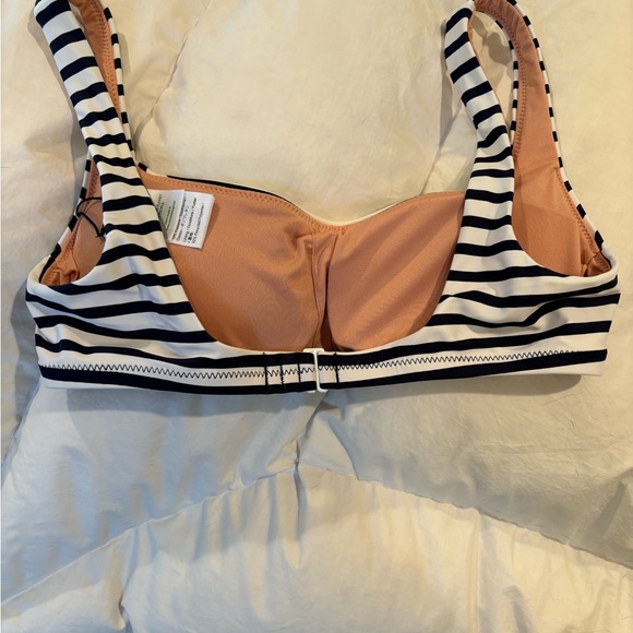 J. Crew Squareneck Bikini Top in Navy and White Stripes Size Small - Picture 2 of 6